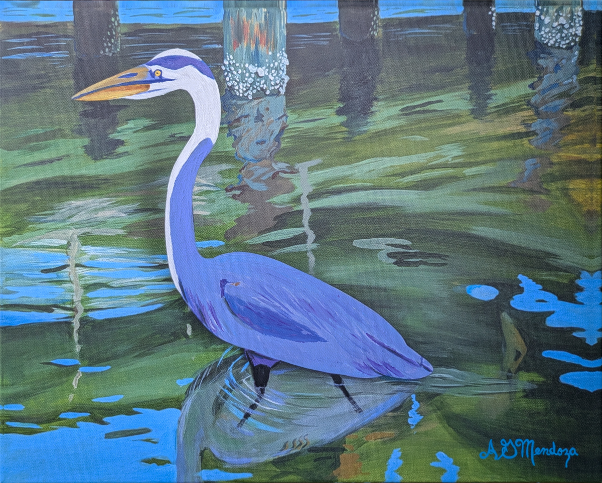 Blue heron under dock