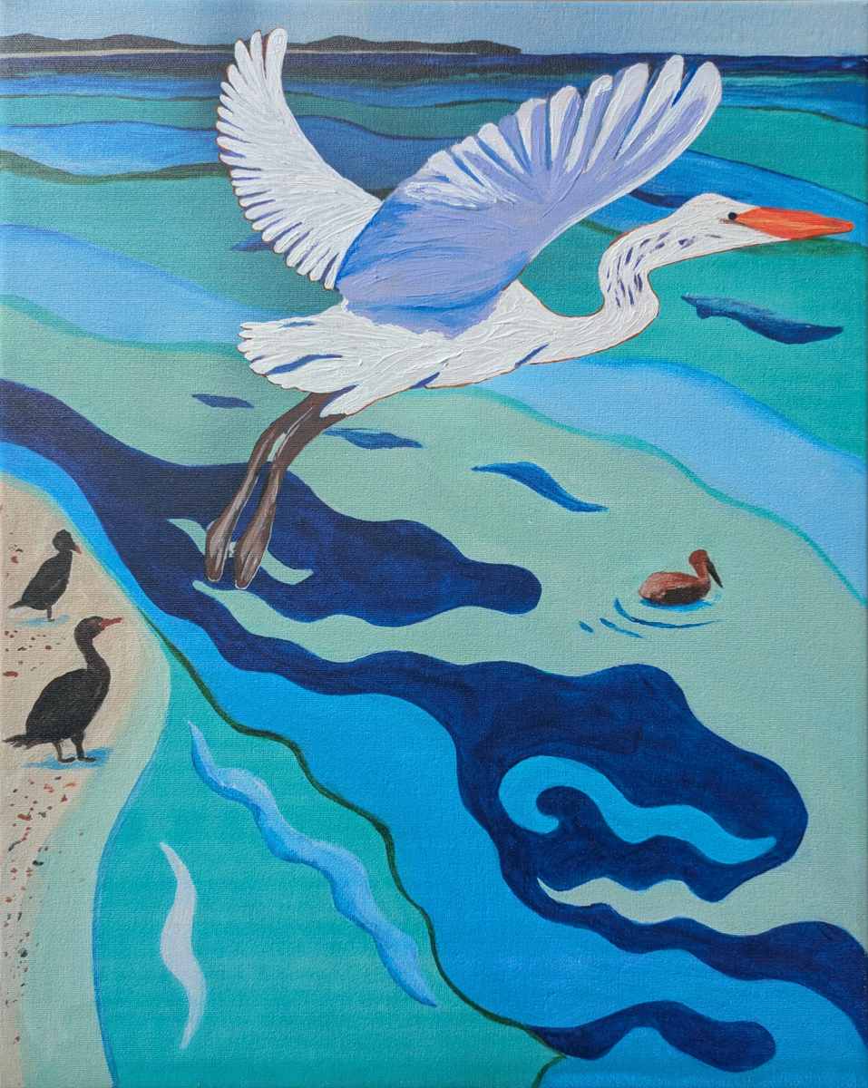 Great egret by the mangroves