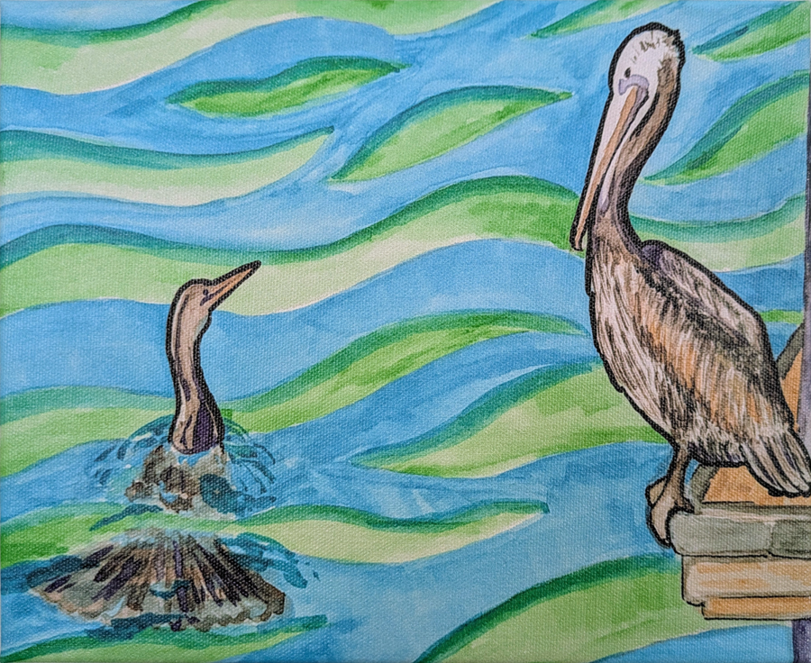 Blue heron under dock